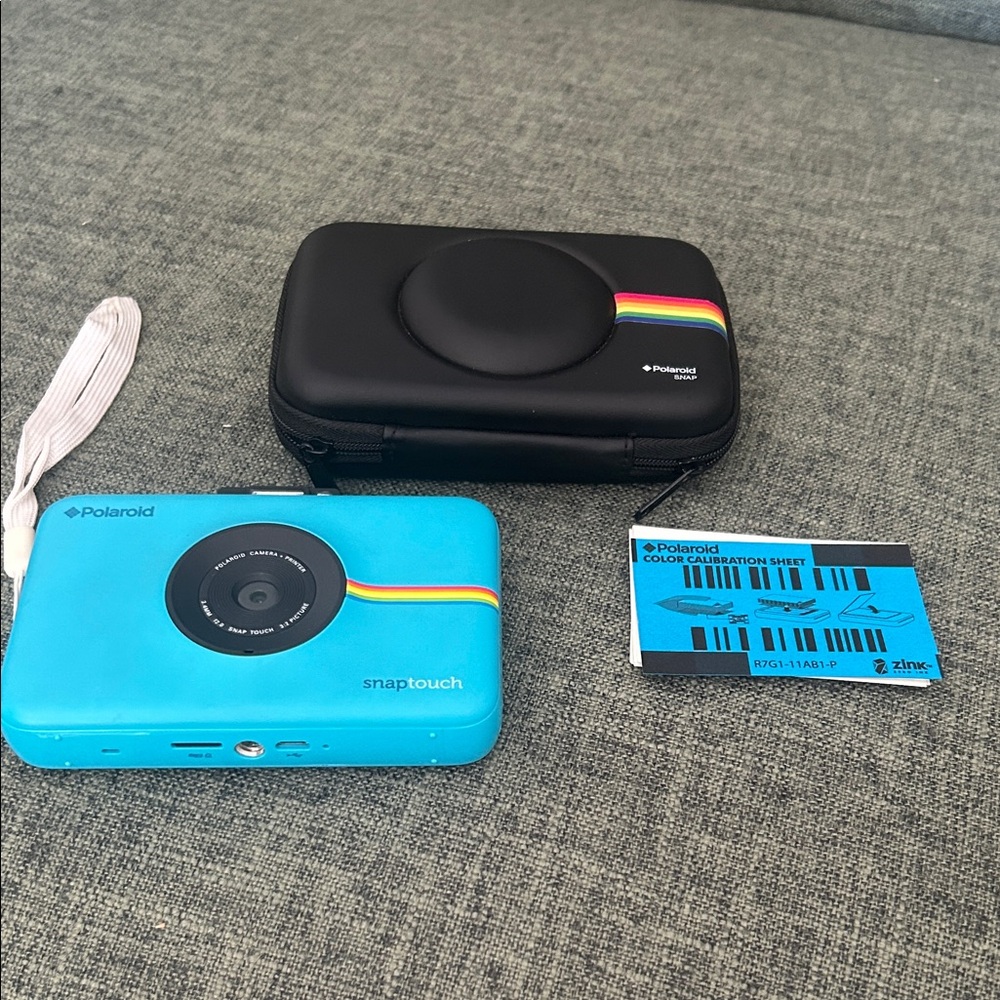Polaroid Snap Touch Instant Camera - Bright Blue with Rainbow Stripe